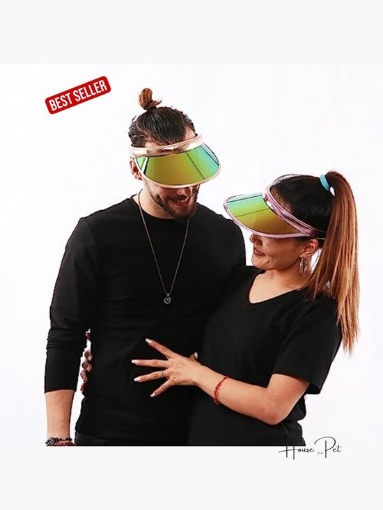 2 Pack Clip-on Sun Visor Hats Clear Iridescent Outdoor Sport Caps main image 5